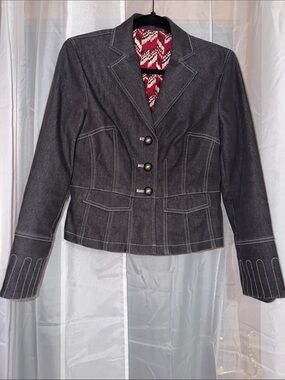 Worthington Womens Charcoal Gray Tailored Jacket Sz S